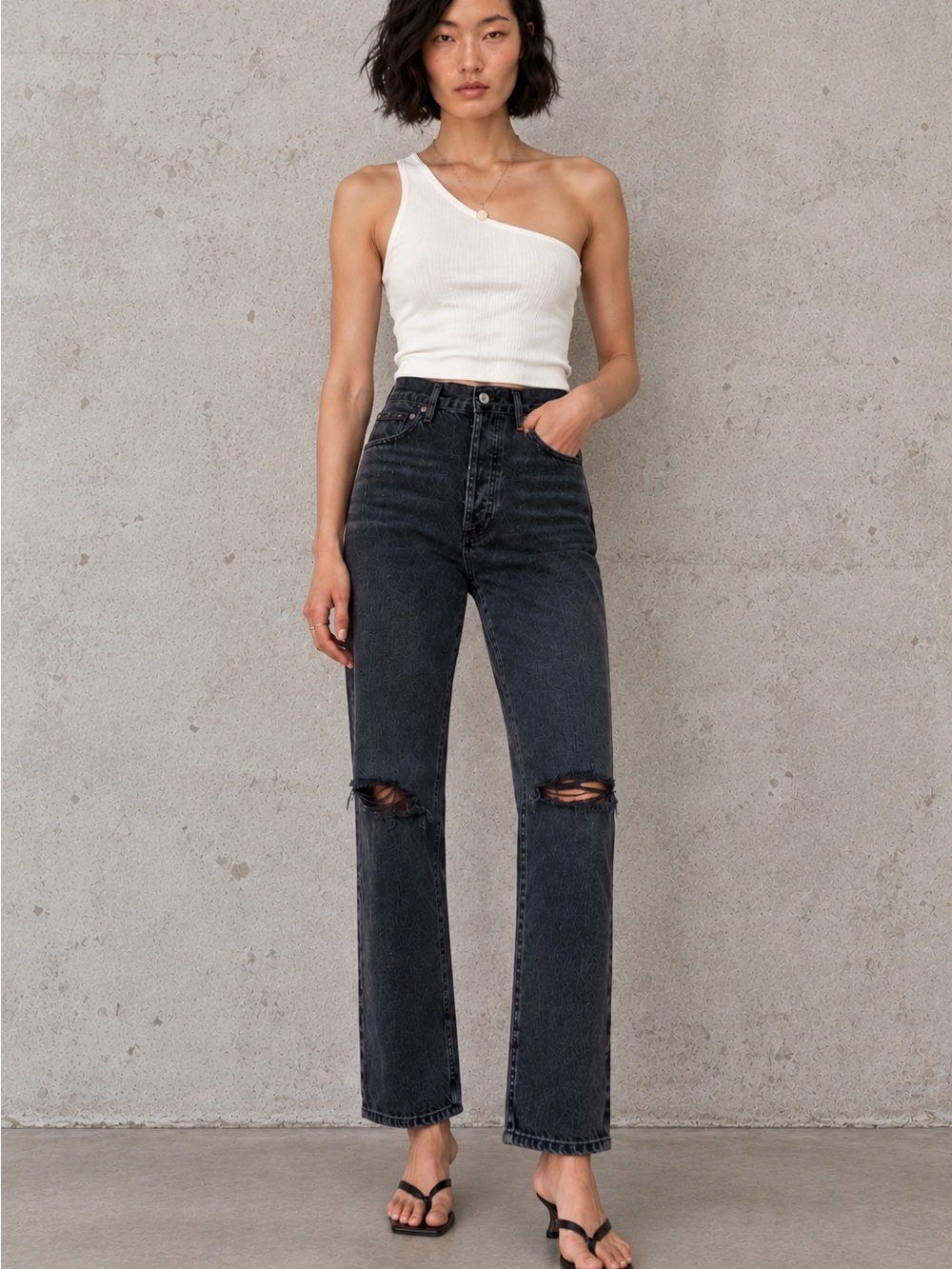 AGOLDE - 90’S PINCH WAIST WASH BLACK BUTTON FLY JEANS